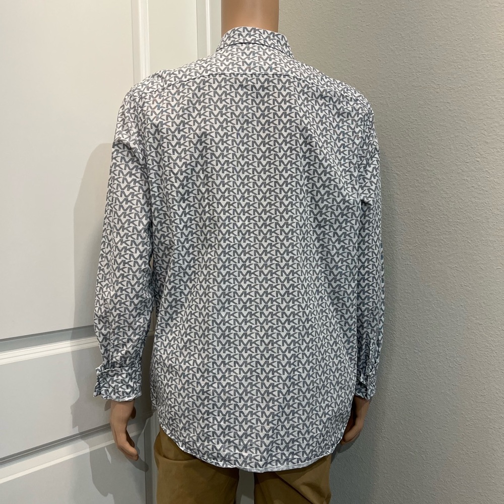 Michael Kors MK Monogram Logo All Over Print Button Up Shirt - Picture 6 of 7